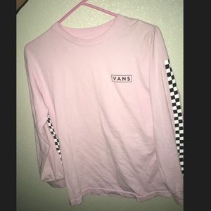 light pink vans long sleeve with checkerboard